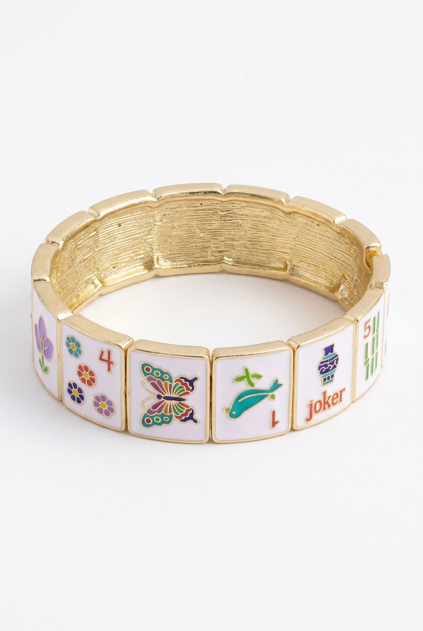 Mahjong Enamel Hinged Bangle