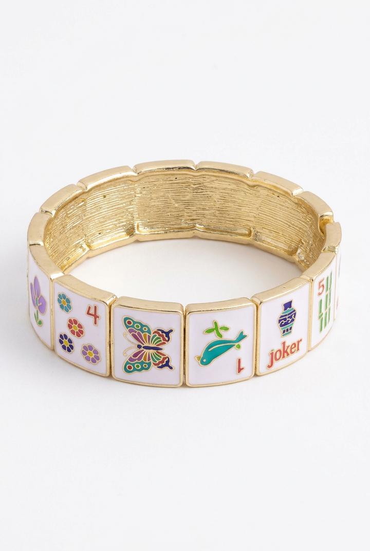 Mahjong Enamel Hinged Bangle