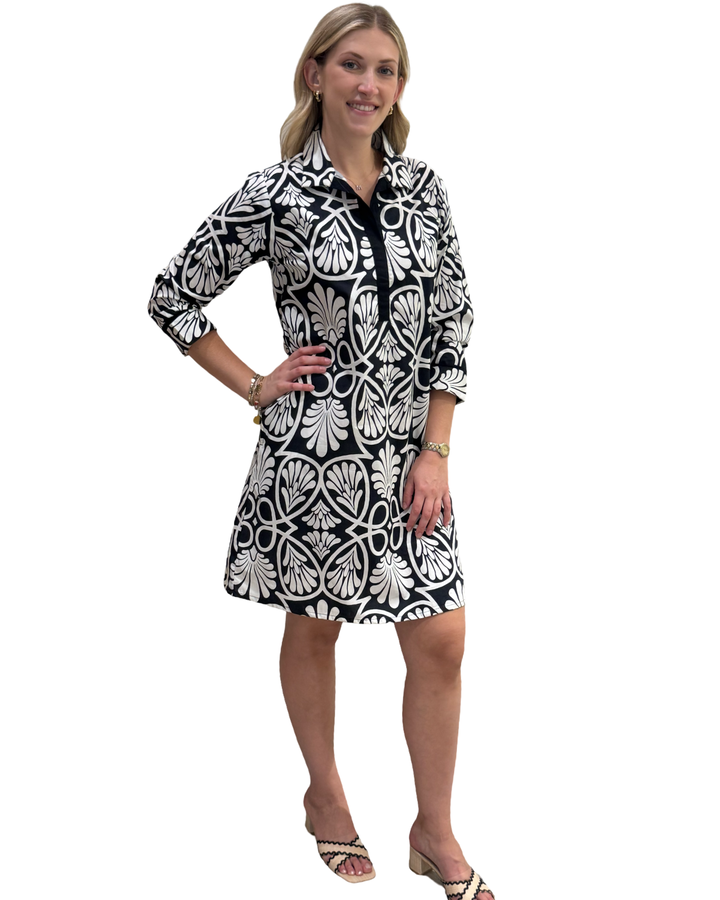 The Lisette Dress in Classic Black and White — view 2