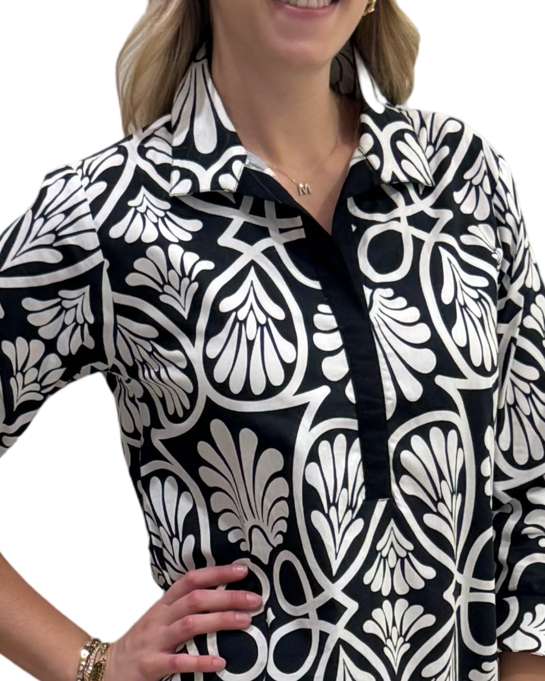The Lisette Dress in Classic Black and White — view 4