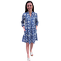 The Genevieve Block Print Cotton Dress in Blue and White Floral