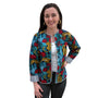 The Madeline Quilted Hand Block Printed Jacket in Turquoise Cheetah Print