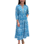 The Daniella Embroidered Trim Dress in Turquoise Hand Blocked Floral