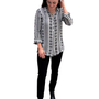 The Mason Black White Striped Pattern Button Back Top