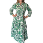 The Addison Tropical Green Leaf Print Dress