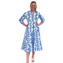 The Daniella Periwinkle Blue Floral Embroidered Trim Midi Dress