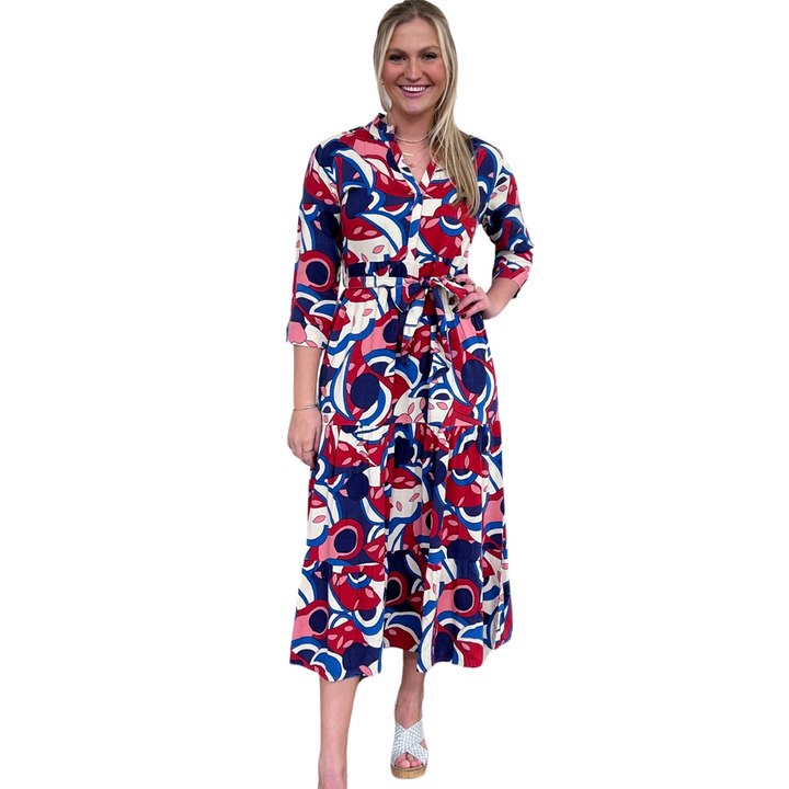 The Camden Abstract Print Sash Tie Dress — view 2