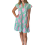 The Preston Side Pocket Dress in Green and Blush Pink Floral Stripe