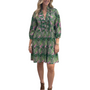 The Bella Dress in Pink Green Peacock Feather Print