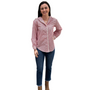 The Polly Pearl Trimmed Blouse in Red and White Stripe