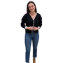 The Mimi Pearl Trimmed Cardigan in Midnight Black