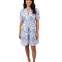 The Daniella Short Sleeve Cotton Dress in Blue Blossom Hand Block