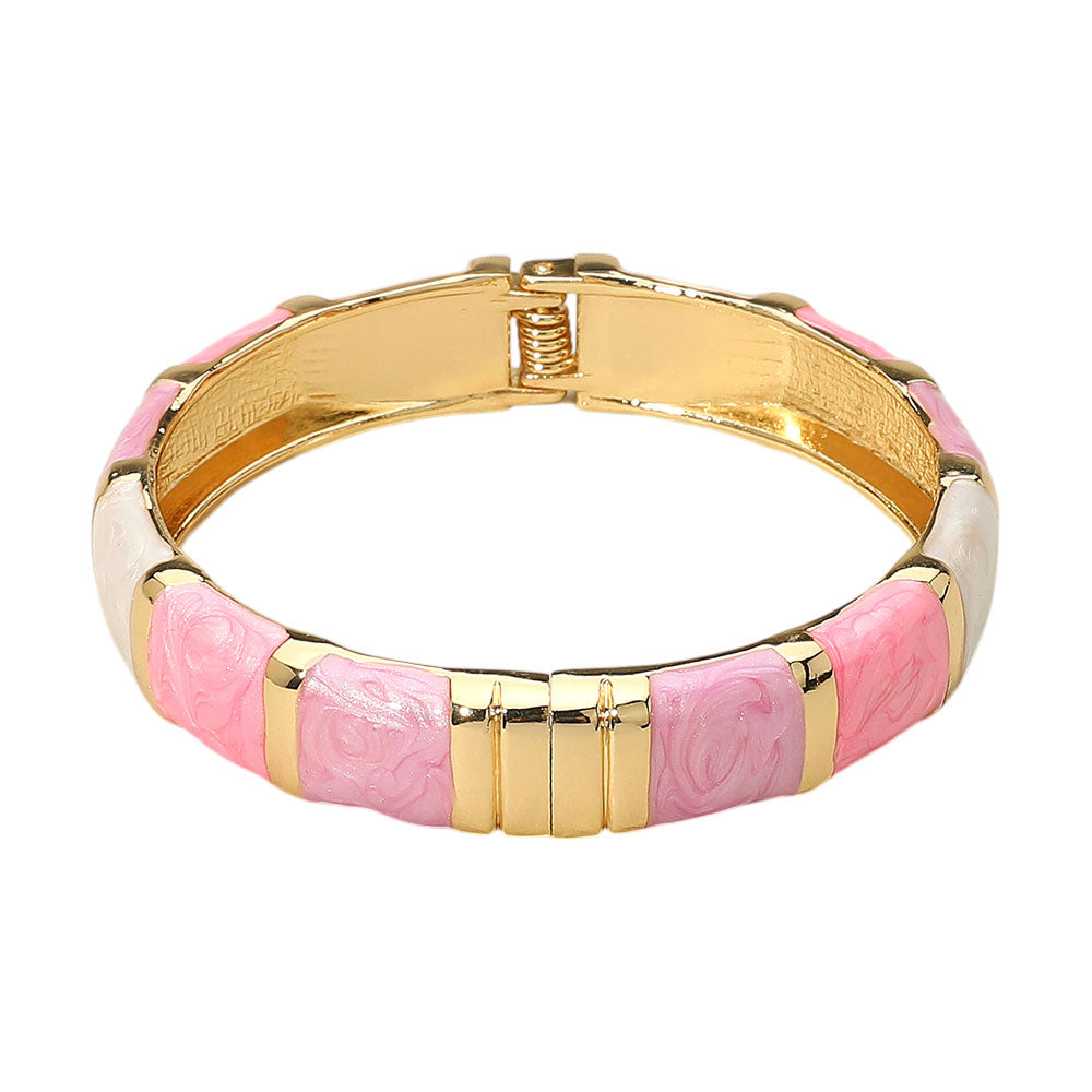 Enamel Bamboo Hinged Bracelet