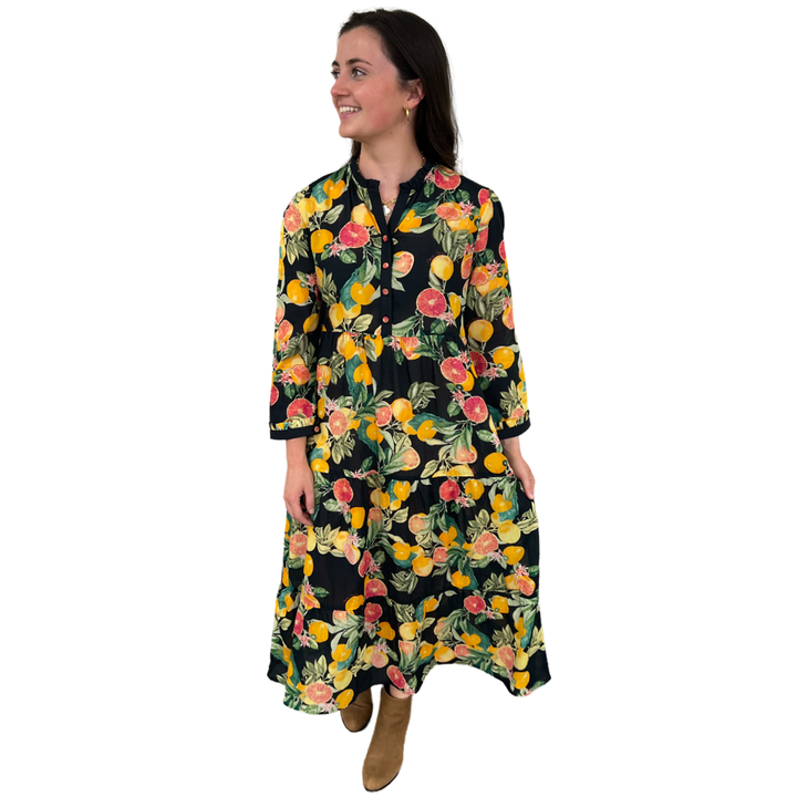 The Penny Dress in Black Citrus Floral — view 6