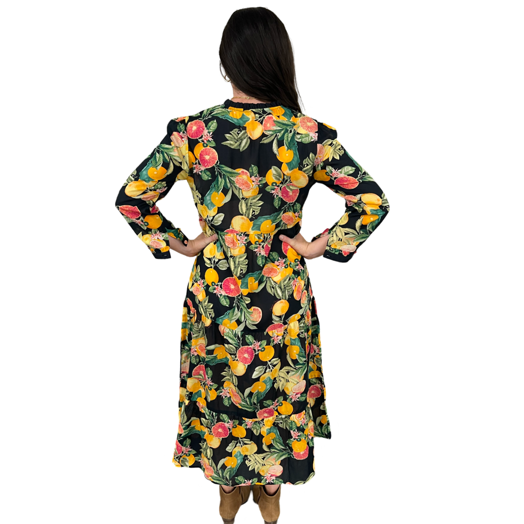 The Penny Dress in Black Citrus Floral — view 7