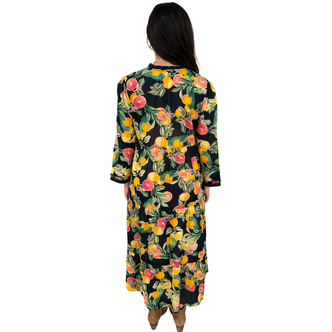 The Penny Dress in Black Citrus Floral — view 5