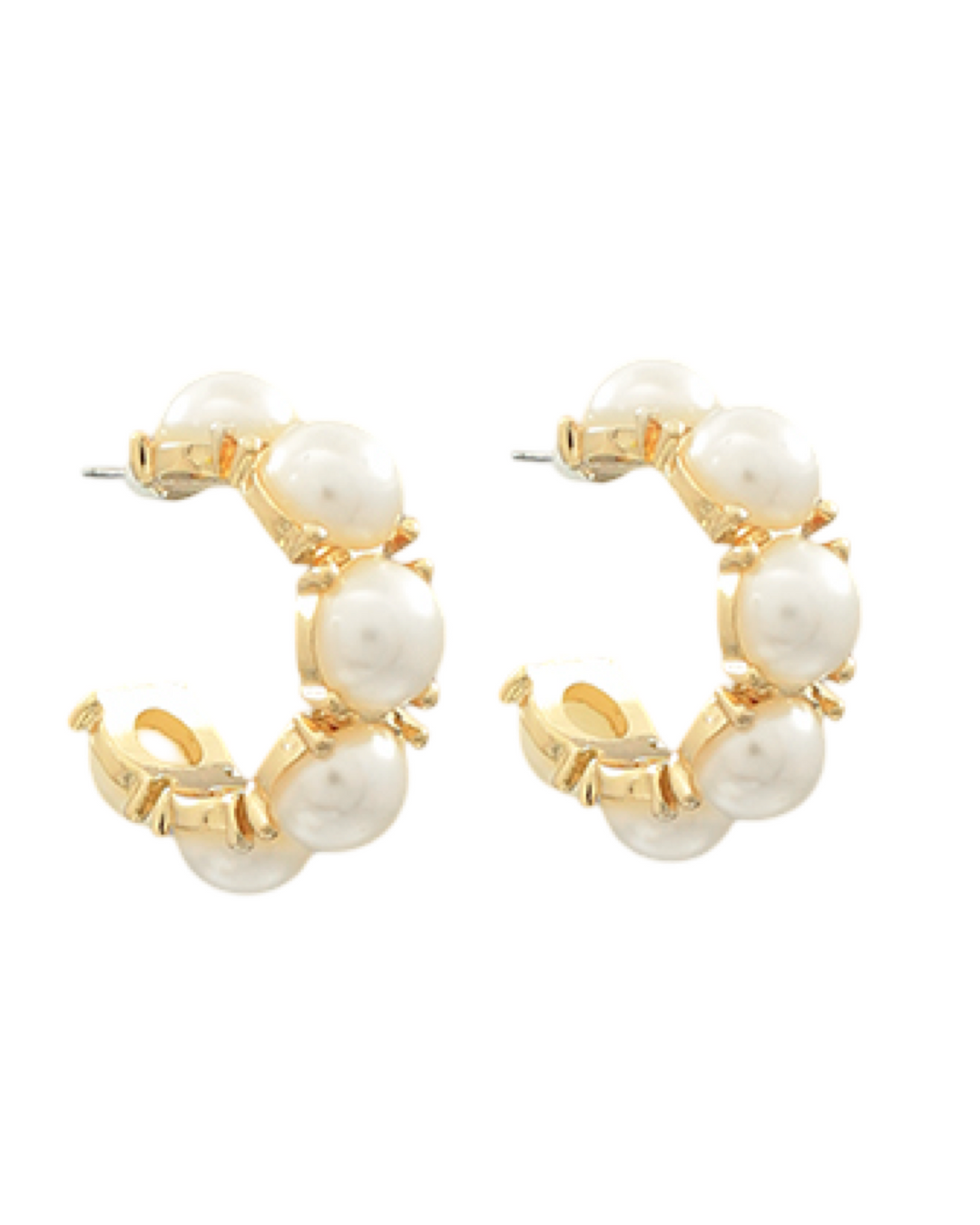 Small Pearl Embellished Hoop Earring