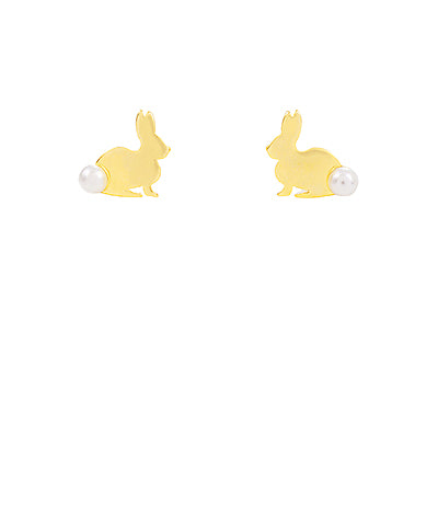 Pearl Tail Rabbit Stud Earrings