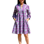 The Naomi Hand Block Printed Floral Dress in Purple White