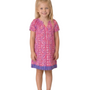 The Michelle Girl's Smocked Neck Dress in Pink Multi Print Cotton