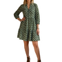 The Preston 3/4 Sleeve Dress in Green Grey Silver Lurex
