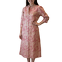 The Tabitha Button Front 3/4 Sleeve Dress in Rose Gold