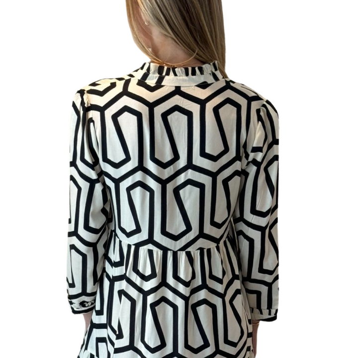 The Classic Penny Dress in Optic Black and White — view 5