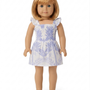 The Cloey Doll Dress in Blue Palm Print