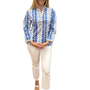 The Addison Cotton Top in Blue Fern Stripe
