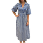 The Joanie Smocked Blue White Striped Dress