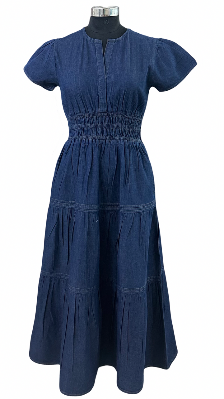 The Sydney Cinch Waist Dress in Denim — view 5