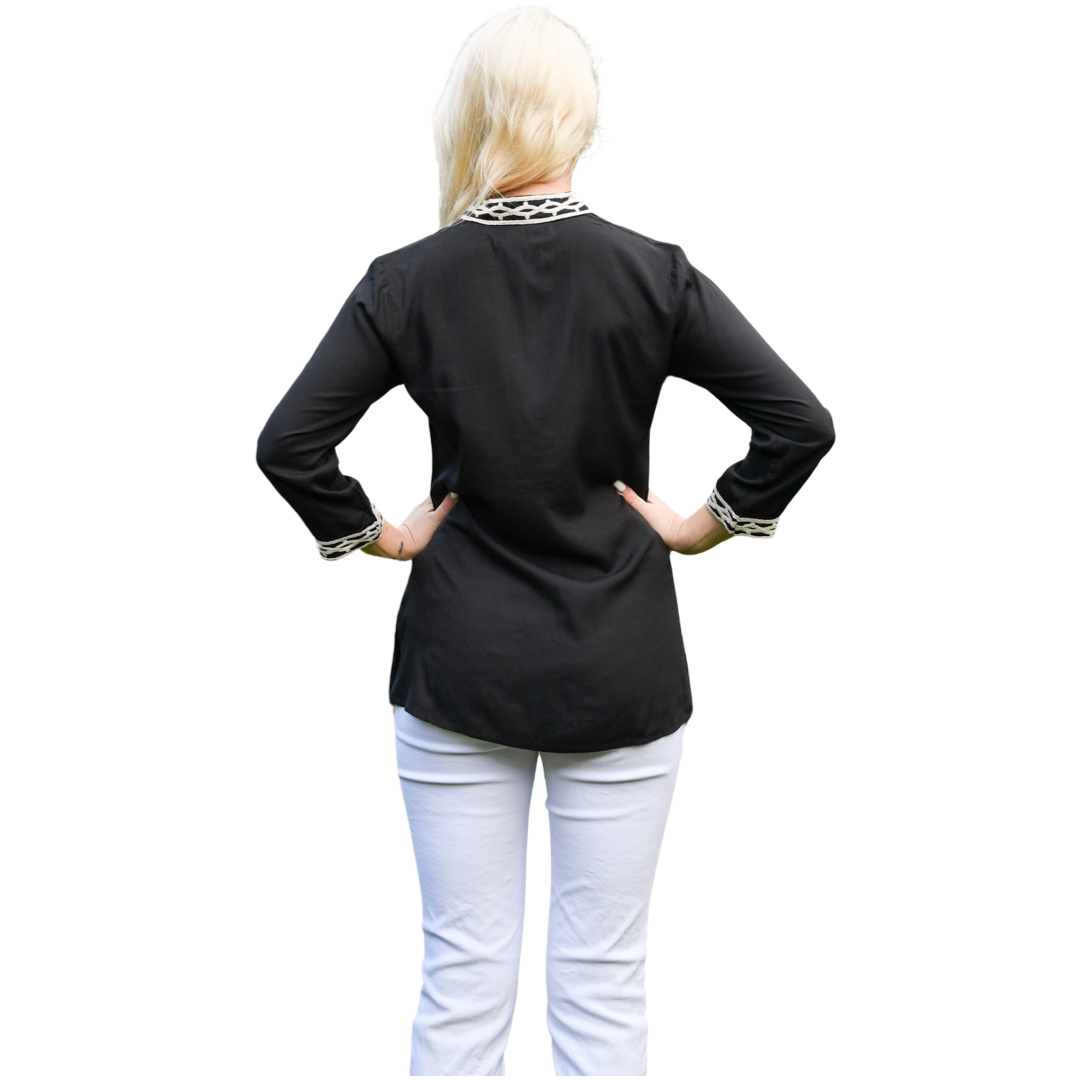 The Brie Embroidered Tunic in Blue — view 6