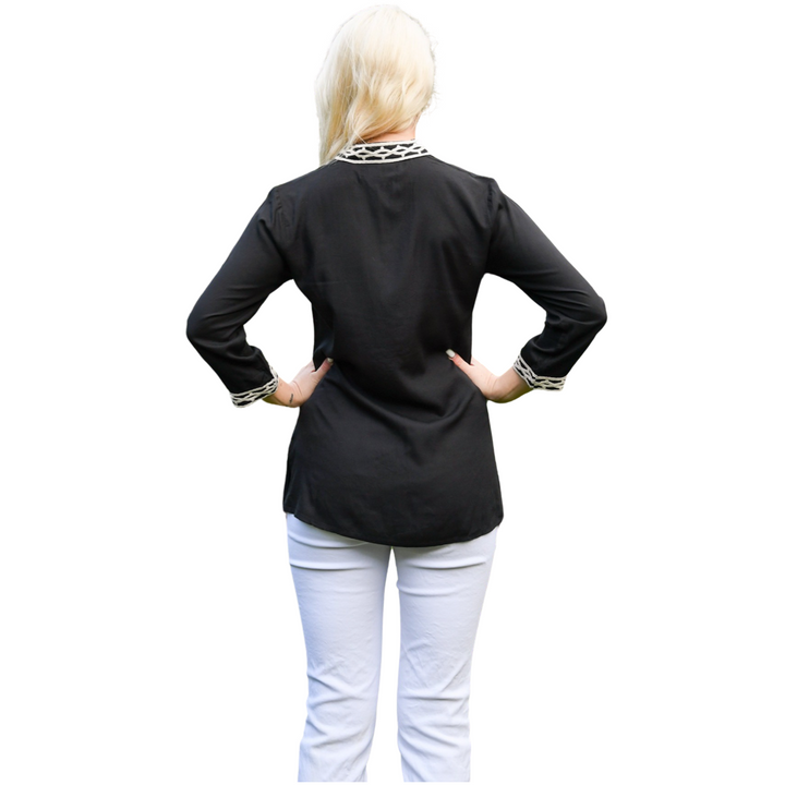 The Brie Embroidered Tunic in Blue — view 6