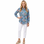 The Avery Cotton Block Print Top in Mediterranean  Blue Floral