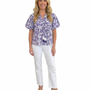 The Poppy Puff Sleeve Top in Lavender Hand-Blocked Cotton Floral