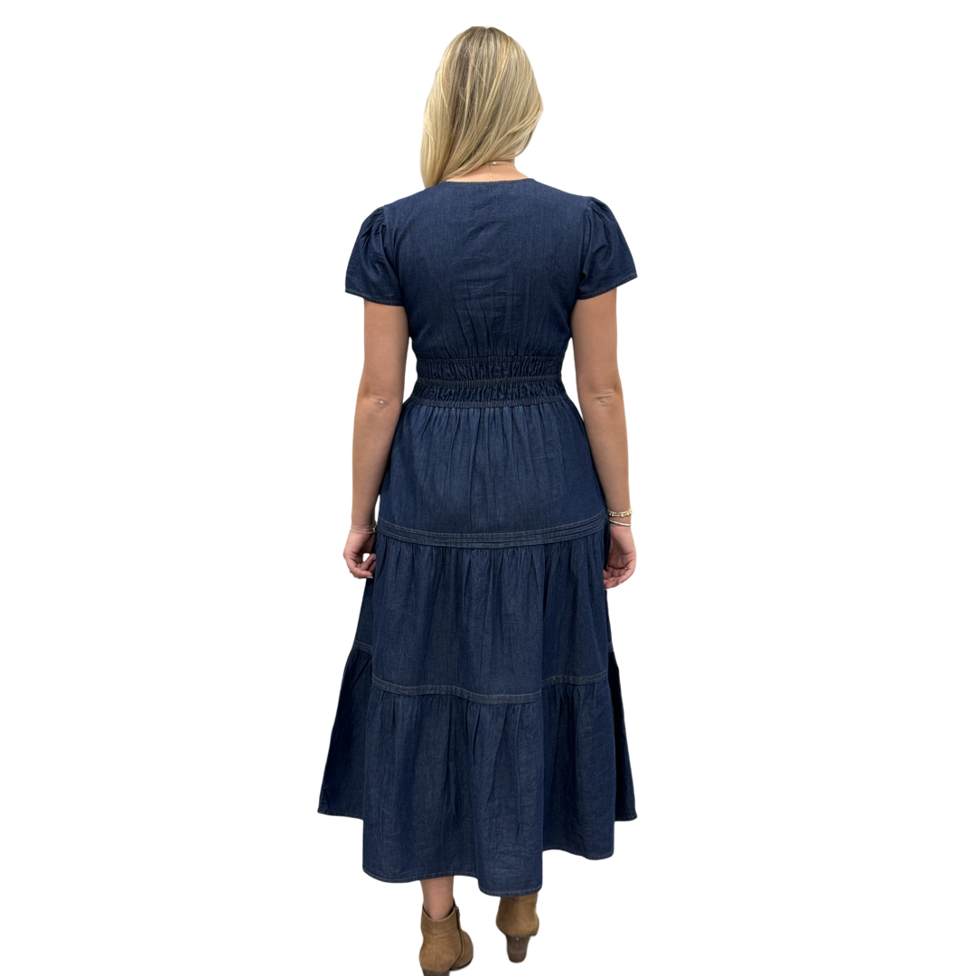 The Sydney Cinch Waist Dress in Denim — view 9