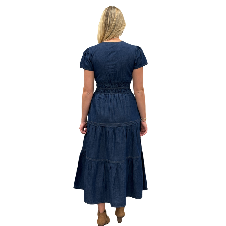 The Sydney Cinch Waist Dress in Denim — view 9