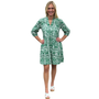 The Preston 3/4 Sleeve Cotton Block Print Dress in Emerald