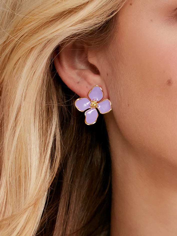 Flower Enamel Stud Earring — view 4