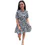 The Hamilton Navy White Short Sleeve Cotton Tie Front Dress