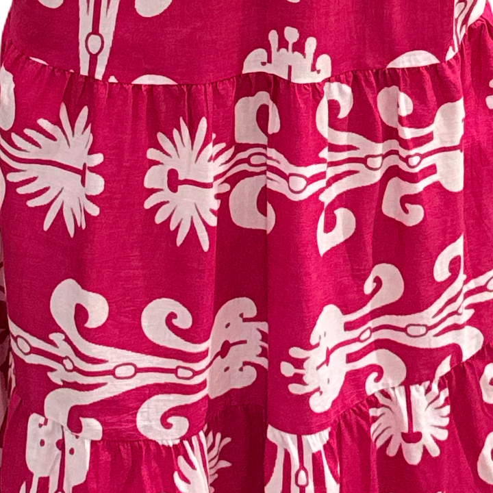 The Addison Dress in Fuchsia White With Self Covered Button Placket — view 5