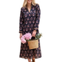 The Winslow Gold Bead Trimmed Dress in Navy and Pink