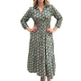 The Sydney Cinch Waist Dress in Green and Cream