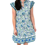 The Lacey Geen and Blue Border Print Cotton Dress