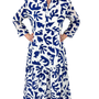 The Addison 3/4 Sleeve Long Dress in Royal and White