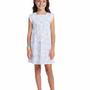 The Cloey Smocked Dress in Blue and White Palm Print