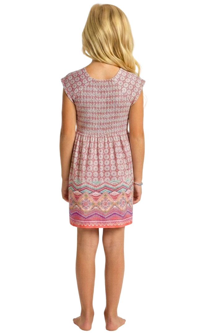 The Cloey Smocked Dress For Girls in Coral