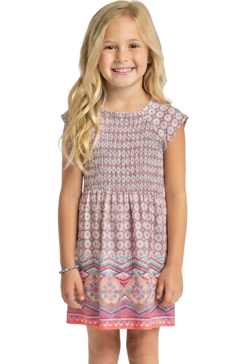 The Cloey Smocked Dress For Girls in Coral