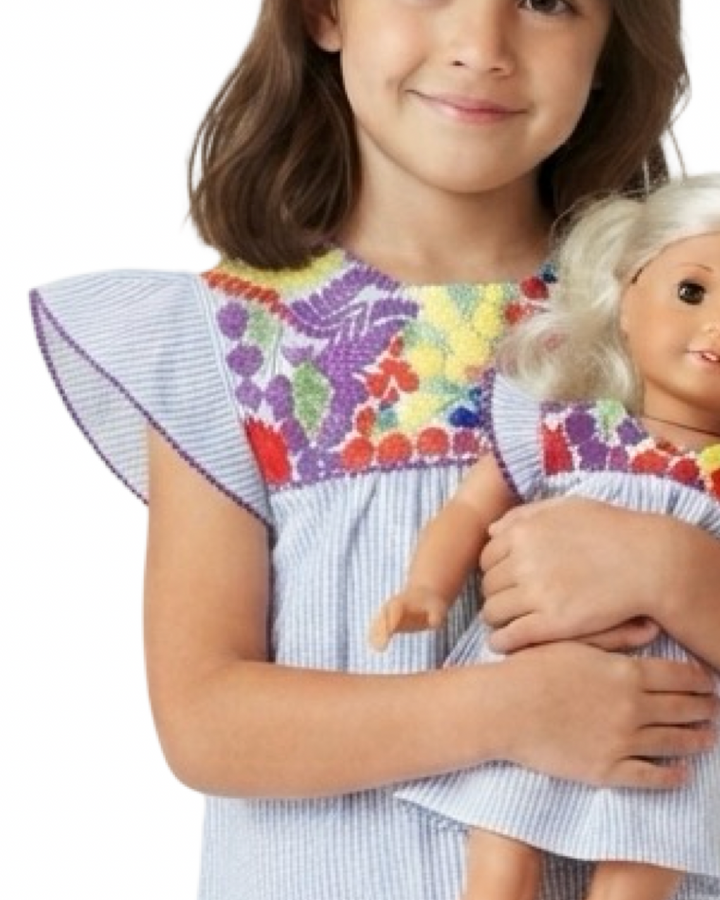 The Molleson Embroidered Flutter Sleeve Dress For Girls
