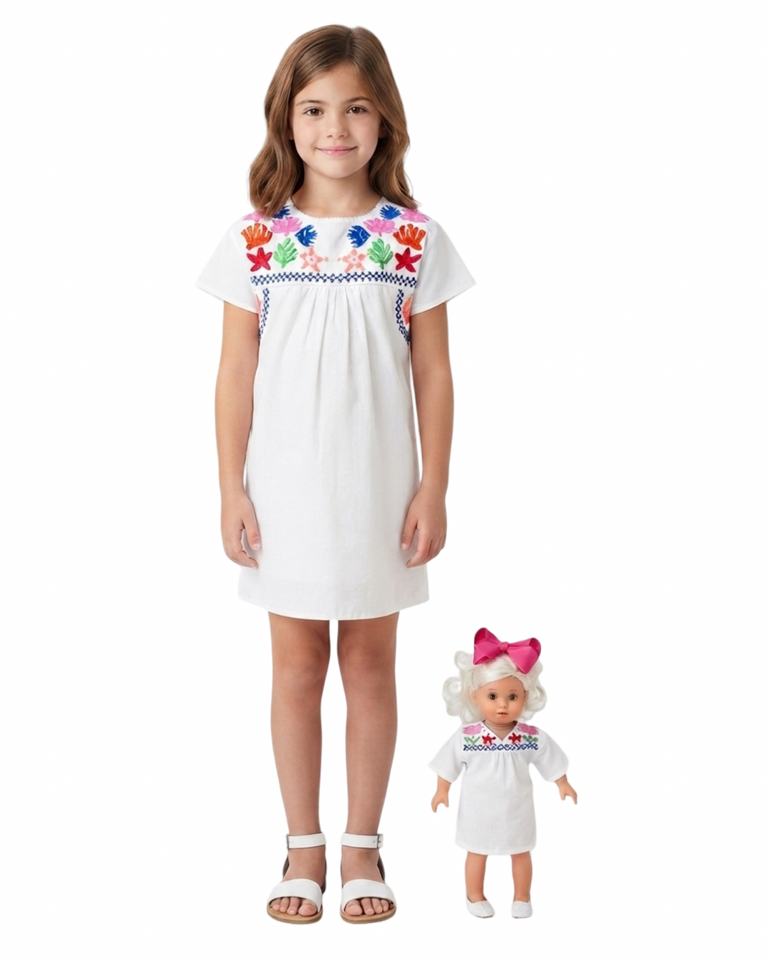 Sealife Embroidered Cotton Dress for Girls
